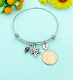 Silver Pinecone Maple Leaf Bracelet, Fall Jewelry Gifts, N727D