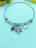 Silver Pinecone Maple Leaf Bracelet, Fall Jewelry Gifts, N727D