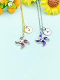Gold Pinwheel Necklace, Beautiful Purple Pinwheel Necklace, Windmill Toy, Birthday Gift, N5171