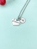silver Princess Heart Charm Necklace, N827
