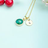 Gold Natural White Jade Charm Necklace, N3378