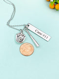 Personalized Baseball Necklace, Glove & Bat Charm, Sports Team Gift