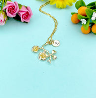 Cherry Blossom Flower Charm Gold Necklace, N2016
