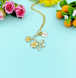 Cherry Blossom Flower Charm Gold Necklace, N2016