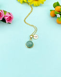 Gold Green Aventurine Necklace, Natural Gemstone Jewelry, N3900
