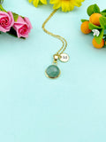 Gold Green Aventurine Necklace, Natural Gemstone Jewelry, N3900