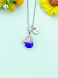 Hatching Chick Charm Necklace, Blue Baby Chick in the Shell, N6635