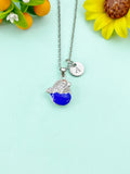 Hatching Chick Charm Necklace, Blue Baby Chick in the Shell, N6635