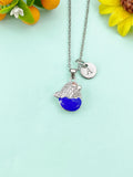 Hatching Chick Charm Necklace, Blue Baby Chick in the Shell, N6635