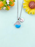 Hatching Chick Charm Necklace, Sky Blue Baby Chick in the Shell, N6635B