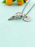 Raven Bird Skull Charm Necklace, Gothic Jewelry, N6642