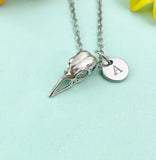 Raven Bird Skull Charm Necklace, Gothic Jewelry, N6642
