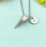 Raven Bird Skull Charm Necklace, Gothic Jewelry, N6642