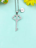 Key Charm Necklace, Skeleton Key Jewelry, N6643