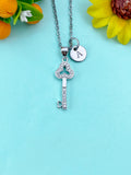 Key Charm Necklace, Skeleton Key Charm, N6643C