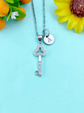 Key Charm Necklace, Skeleton Key Charm, N6643C