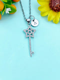 Key Star Charm Necklace, Skeleton Key Jewelry, N6643S