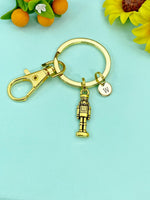 Nutcracker Soldier Christmas Ballet Gold Charm Keychain, Personalized Gifts, N676G