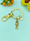 Nutcracker Soldier Christmas Ballet Gold Charm Keychain, Personalized Gifts, N676G