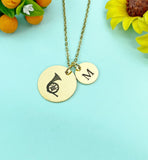 French Horn Charm Necklace, Silver or Gold Stainless Steel Musician Necklace, D497