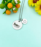 Mellophone Charm Necklace, Silver or Gold Stainless Steel Musician Band Charm Necklace, D496