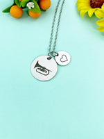 Mellophone Charm Necklace, Silver or Gold Stainless Steel Musician Band Charm Necklace, D496