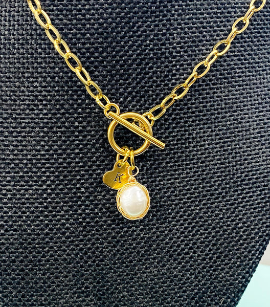 Baroque Keshi Pearl Necklace, Stainless Steel Jewelry, Gold or Silver Option, N6564A