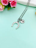 Silver Horseshoe Charm Necklace, Stainless Steel Necklace, Personalized Jewelry, N2271