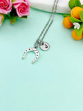 Silver Horseshoe Charm Necklace, Stainless Steel Necklace, Personalized Jewelry, N2271