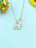 Gold White Sewing Machine Necklace, N6645