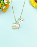 Gold White Sewing Machine Necklace, N6645