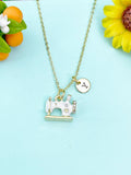 Gold White Sewing Machine Necklace, N6645