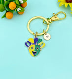 Gold Smile Happy Face Charm Keychain, School Music Theater Drama Mask Clown Jester Court Jester Joker Actor Theater Arts Gifts,N6652K