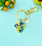 Gold Smile Happy Face Charm Keychain, School Music Theater Drama Mask Clown Jester Court Jester Joker Actor Theater Arts Gifts,N6652K