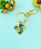 Gold Smile Happy Face Charm Keychain, School Music Theater Drama Mask Clown Jester Court Jester Joker Actor Theater Arts Gifts,N6652K