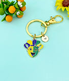 Gold Smile Happy Face Charm Keychain, School Music Theater Drama Mask Clown Jester Court Jester Joker Actor Theater Arts Gifts,N6652K