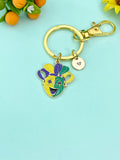 Gold Smile Happy Face Charm Keychain, School Music Theater Drama Mask Clown Jester Court Jester Joker Actor Theater Arts Gifts,N6652K