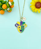 Gold Smile Happy Face Comedy Tragedy Drama Mask Charm Necklace, School Music Theater Arts Gifts, N6652