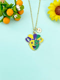 Gold Smile Happy Face Comedy Tragedy Drama Mask Charm Necklace, School Music Theater Arts Gifts, N6652