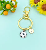Gold Soccer/Football Ball Charm Keychain, N6653K