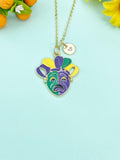 Gold Cried Sad Face Tragedy Drama Mask Charm Necklace, School Music Theater Drama Mask Clown Court Jester Joker Actor Arts Gifts, N6654