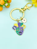 Gold Sad Face Comedy Tragedy Drama Mask Charm Keychain,N6652K