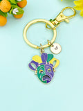Gold Sad Face Comedy Tragedy Drama Mask Charm Keychain,N6652K