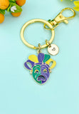 Gold Sad Face Comedy Tragedy Drama Mask Charm Keychain,N6652K
