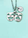 Smile Sad Face Comedy Tragedy Drama Mask Charm Necklace, School Music Theater Arts Gifts, N6655