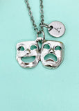 Smile Sad Face Comedy Tragedy Drama Mask Charm Necklace, School Music Theater Arts Gifts, N6655