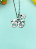 Smile Sad Face Comedy Tragedy Drama Mask Charm Necklace, School Music Theater Arts Gifts, N6655