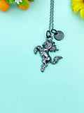 Bucking Bronco Horse Charm Black Necklace, N6659