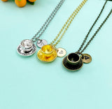Tea Cup and Saucer Charm Necklace, Tea Cup Jewelry, N6661M