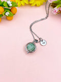 Green Spot Jasper Silver Necklace, Natural Gemstone Jewelry, N6140S